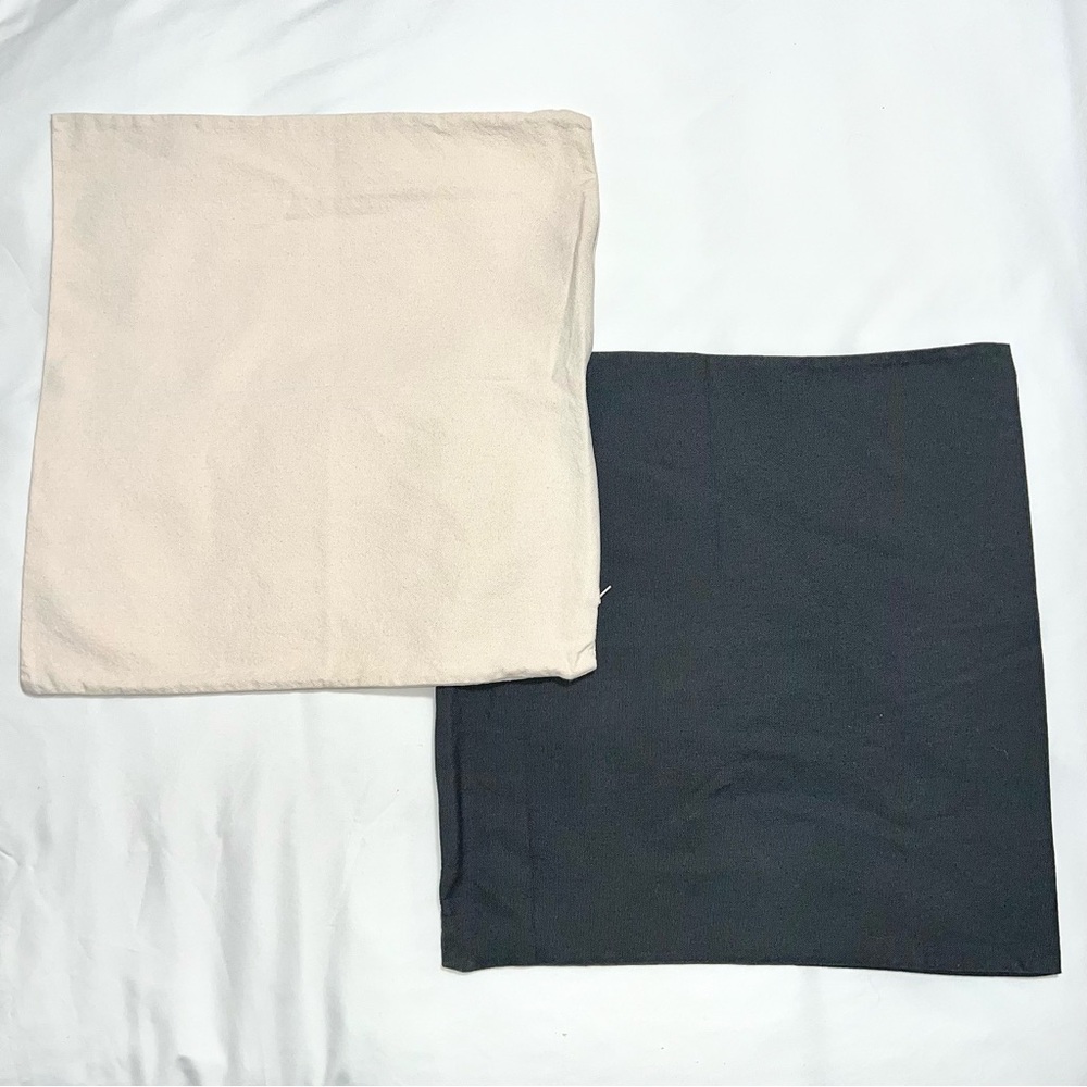 H&M 2pk Cotton Canvas Pillow Covers 20x20in Cream & Dark Charcoal Gray Cases